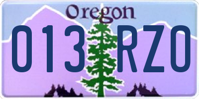 OR license plate 013RZO