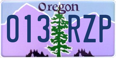 OR license plate 013RZP