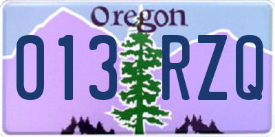 OR license plate 013RZQ