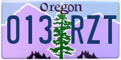 OR license plate 013RZT
