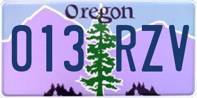 OR license plate 013RZV