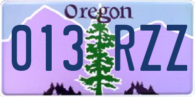OR license plate 013RZZ