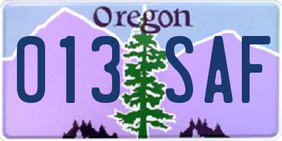 OR license plate 013SAF