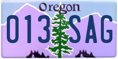 OR license plate 013SAG