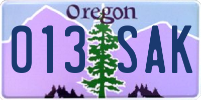 OR license plate 013SAK