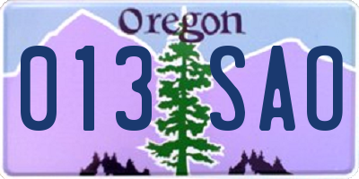 OR license plate 013SAO