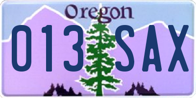 OR license plate 013SAX
