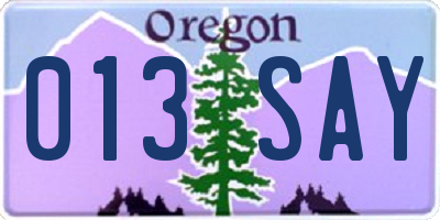 OR license plate 013SAY