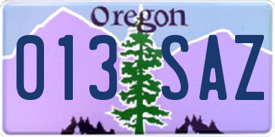 OR license plate 013SAZ