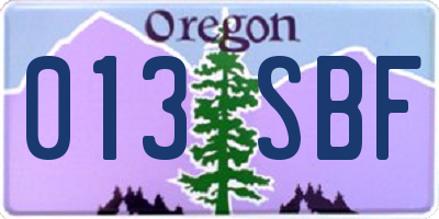 OR license plate 013SBF