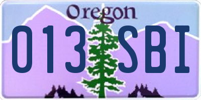 OR license plate 013SBI