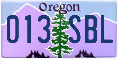 OR license plate 013SBL
