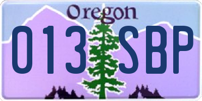 OR license plate 013SBP