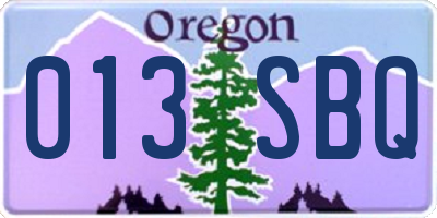 OR license plate 013SBQ
