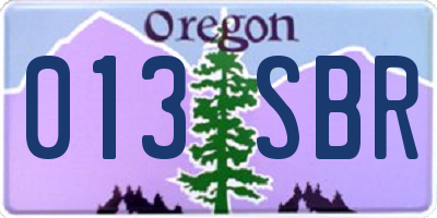 OR license plate 013SBR