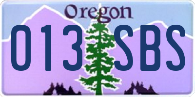 OR license plate 013SBS