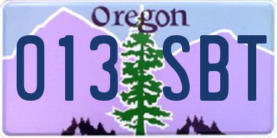 OR license plate 013SBT