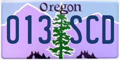 OR license plate 013SCD