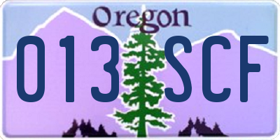 OR license plate 013SCF