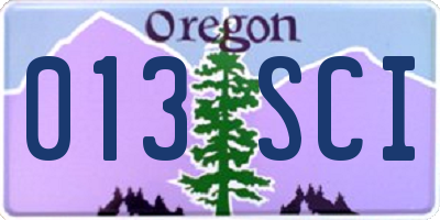 OR license plate 013SCI