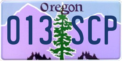 OR license plate 013SCP