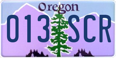 OR license plate 013SCR
