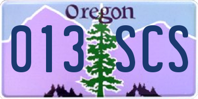 OR license plate 013SCS