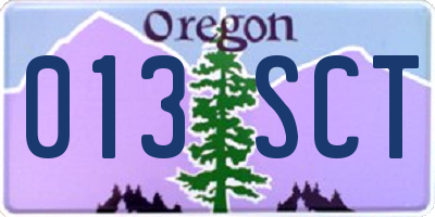 OR license plate 013SCT
