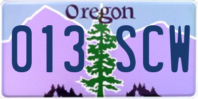 OR license plate 013SCW
