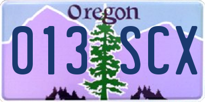 OR license plate 013SCX