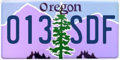 OR license plate 013SDF