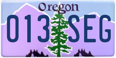 OR license plate 013SEG