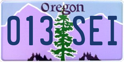 OR license plate 013SEI