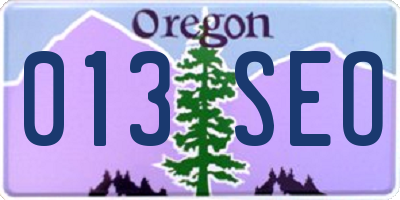 OR license plate 013SEO