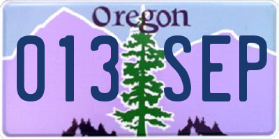 OR license plate 013SEP
