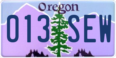 OR license plate 013SEW