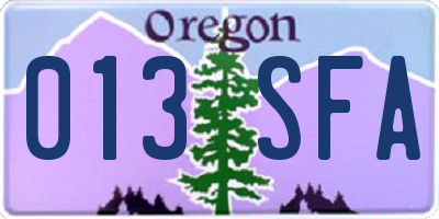 OR license plate 013SFA