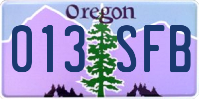 OR license plate 013SFB