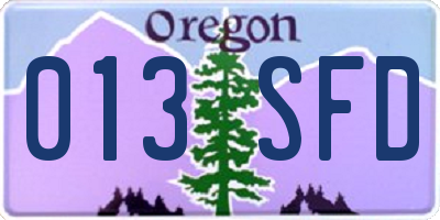 OR license plate 013SFD