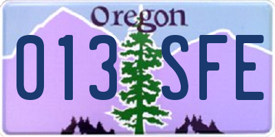 OR license plate 013SFE