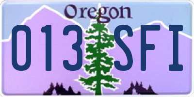 OR license plate 013SFI