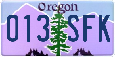 OR license plate 013SFK