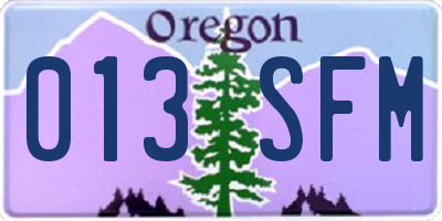OR license plate 013SFM