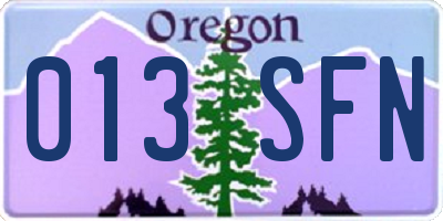 OR license plate 013SFN