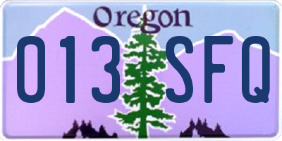 OR license plate 013SFQ
