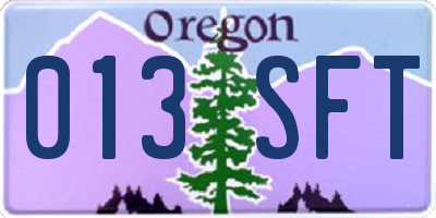 OR license plate 013SFT