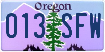 OR license plate 013SFW