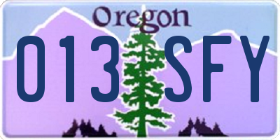 OR license plate 013SFY