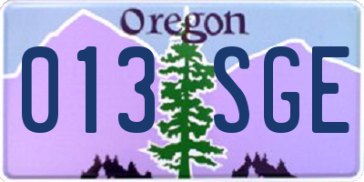 OR license plate 013SGE