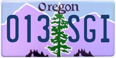 OR license plate 013SGI